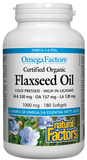Natural Factors Certified Organic Flaxseed Oil 1000mg - 180 Softgels