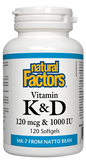 Natural Factors Vitamin K & D - 120 Softgels