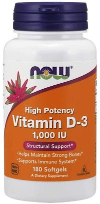 Now Vitamin D3 1000 IU - 180 Softgels
