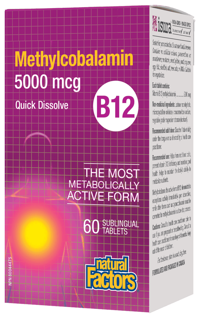 Natural Factors B12 Methylcobalamin 5000mcg - 60 Sublingual Tablets