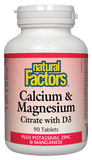 Natural Factors Calcium & Magnesium Citrate with D3 - 90 Tablets