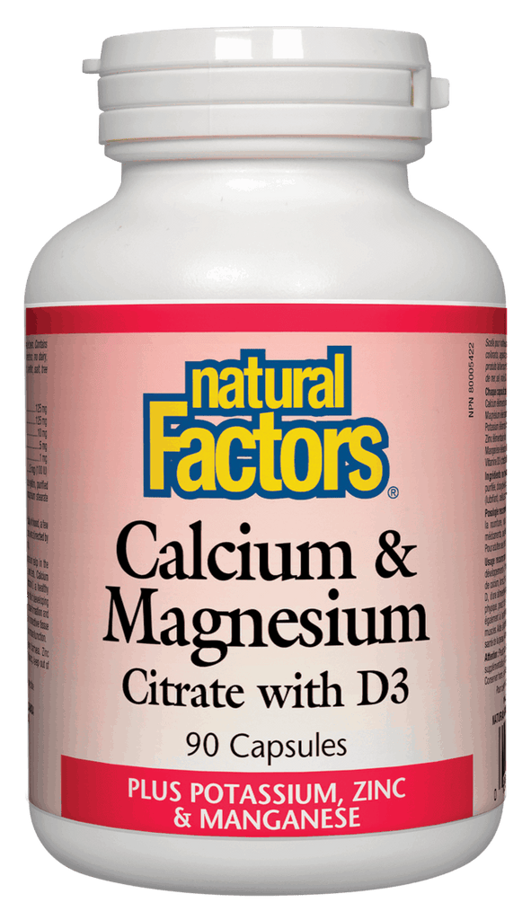 Natural Factors Calcium & Magnesium Citrate with D3 - 90 Capsules