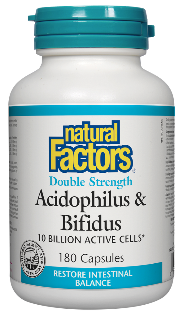Natural Factors Acidophilus & Bifidus Double Strength - 180 Capsules
