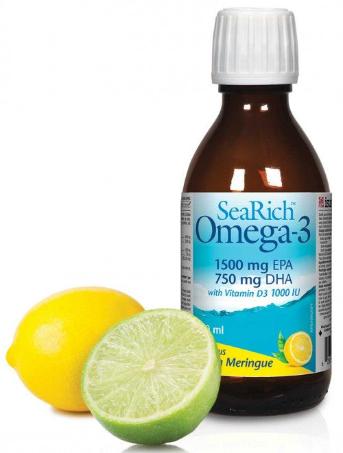SeaRich Omega-3 1500mg EPA 750mg DHA + 1000IU Vitamin D3 Lemon Meringue - 200ml