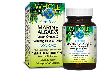 Whole Earth & Sea Marine Algae-3 - 30 Vegetarian Softgels