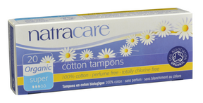 Natracare 100% Organic Cotton Tampons Super - 20 Pack