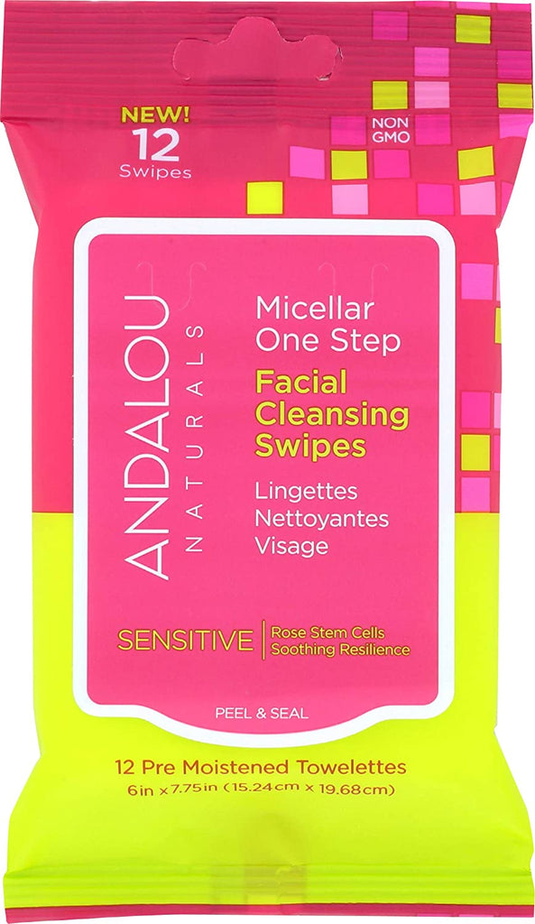 Andalou Naturals Micellar One Step Facial Cleansing Swipes - 12 Pack