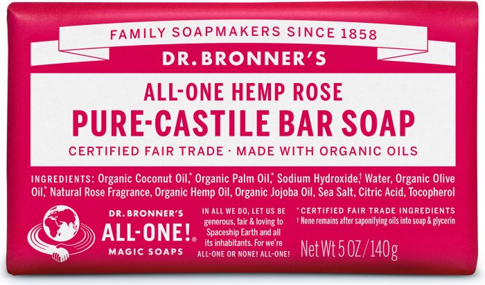 Dr. Bronner's Pure Castile Bar Soap Rose