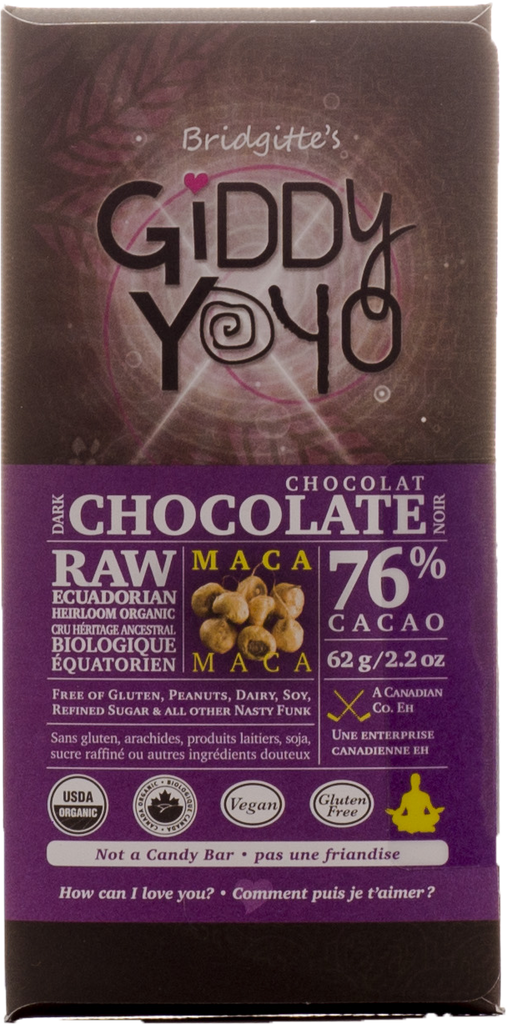 Giddy Yoyo Maca 76% Dark Chocolate Bar - 62g