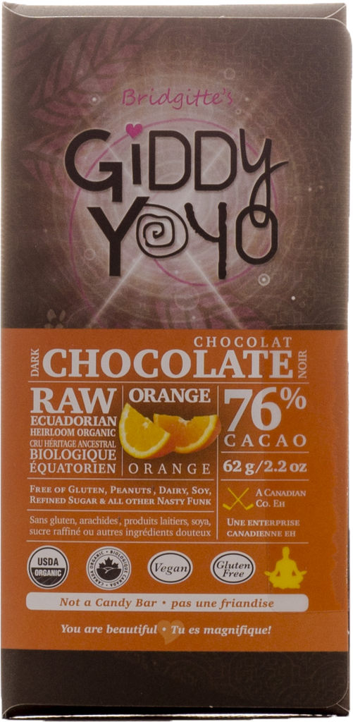 Giddy Yoyo Orange 76% Dark Chocolate Bar - 62g