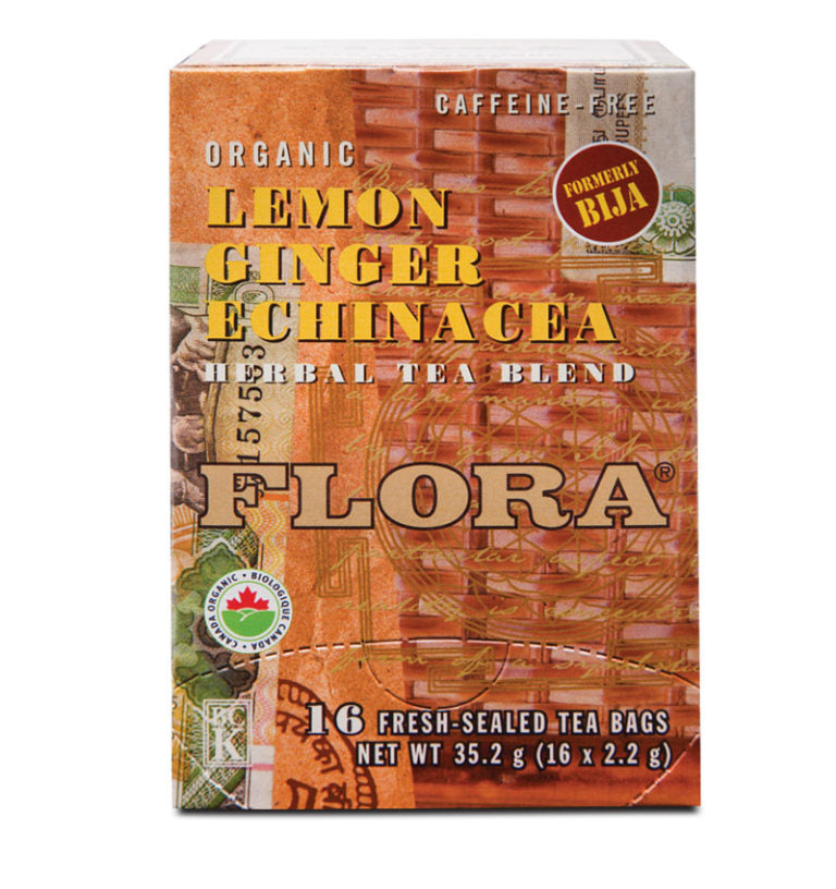 Flora Organic Lemon Ginger Echinacea Tea - 16 Bags
