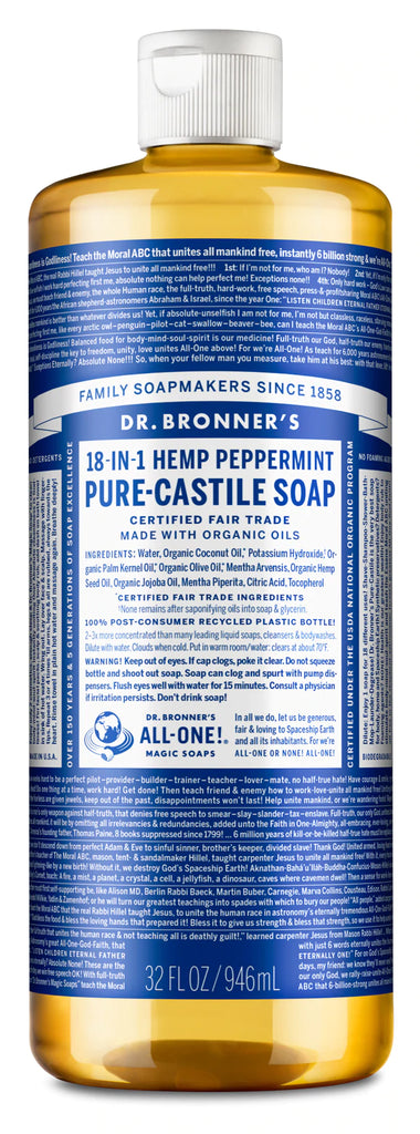 Dr Bronners Peppermint Castile Soap - 946 mL