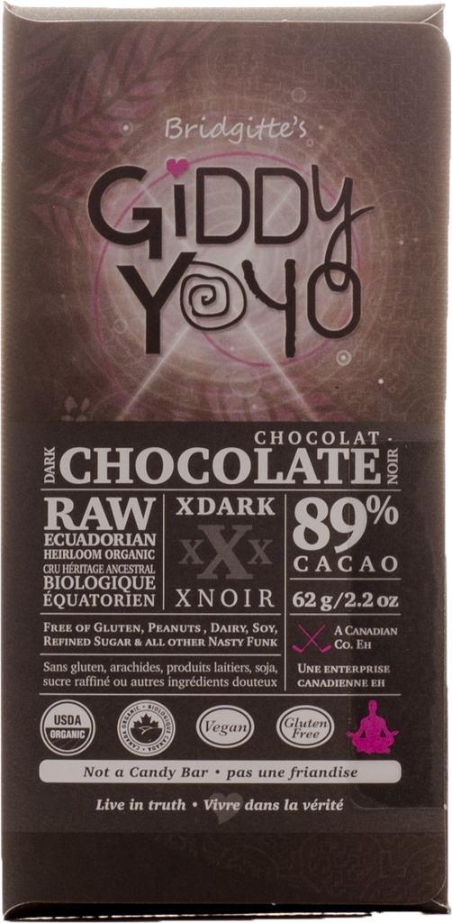 Giddy Yoyo Extra Dark 89% Dark Chocolate Bar - 62g
