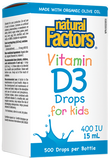 Natural Factors Vitamin D3 Drops for Kids 400 IU - 15ml