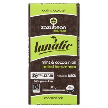 Zazubean Lunatic Mint & Cocoa Nibs - Chocolate Bar