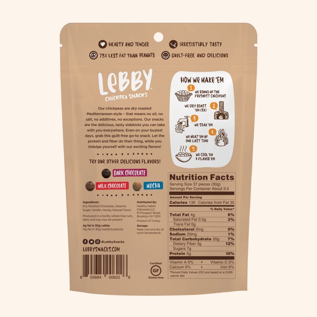 Lebby Snacks Dry Roasted Chickpeas Sesame Honey - 99g
