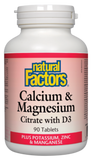 Natural Factors Calcium & Magnesium Citrate w D3 - 180 Tabs