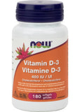 Now Vitamin D3 400 IU - 180 Softgels