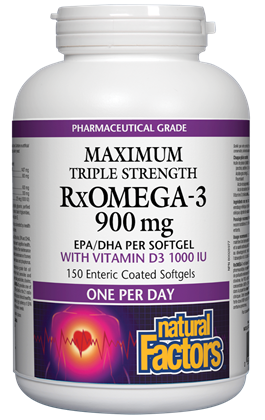 Natural Factors RxOmega-3 900mg with 1000IU Vitamin D - 150 Softgels
