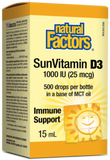 Natural Factors Vitamin D3 Drops 1000 IU - 15 ML