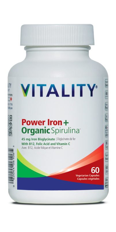 Vitality Power Iron + Organic Spirulina - 60 Capsules