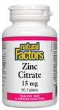 Natural Factors Zinc Citrate 15mg - 90 Tablets